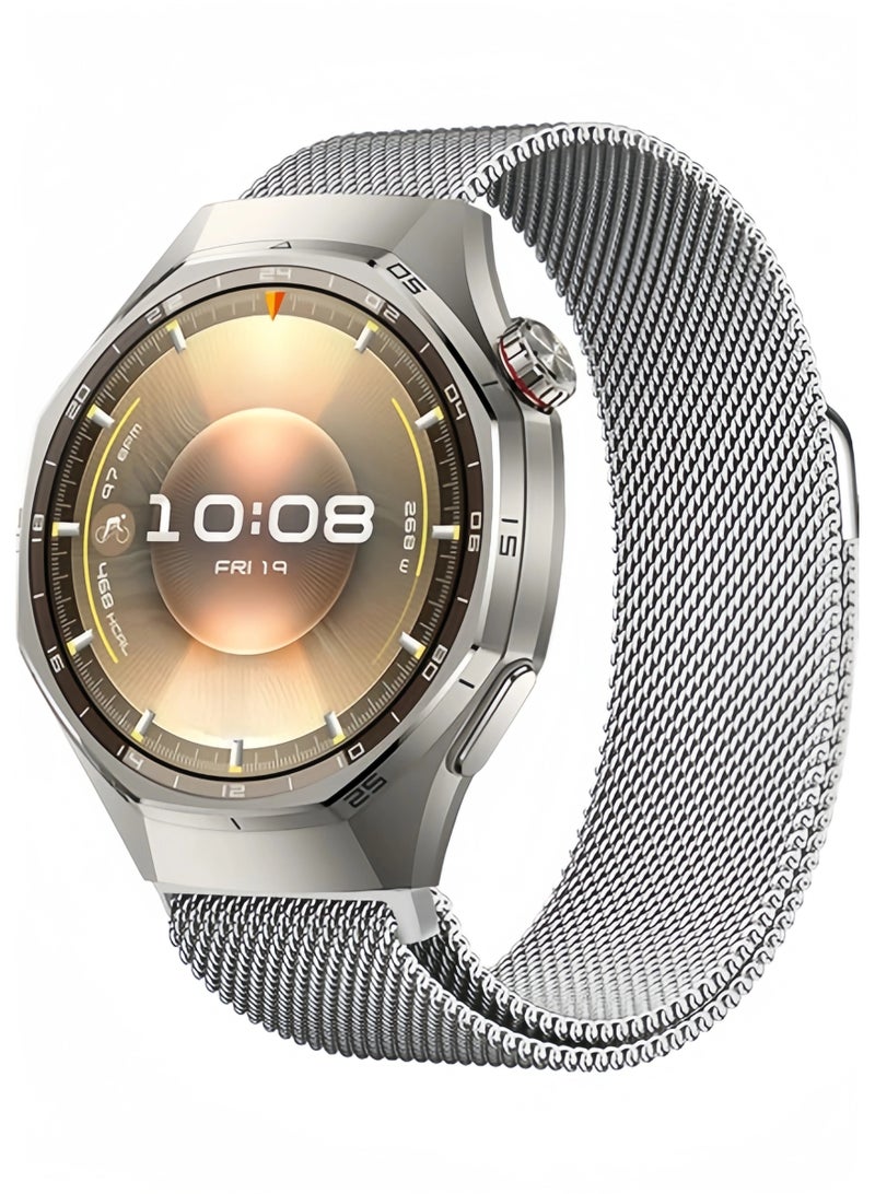 ChicVibe Milanese Metal Bands Compatible with Huawei Watch GT6 46mm/Watch GT6 Pro/Watch GT5 46mm/GT5 Pro/GT4 46mm/GT3 46mm/ GT3 Pro/GT 2e 46mm, Metal Mesh No Gap Stainless Steel Milanese Loop Magnetic Strap Replacement for Huawei Watch GT6 46mm/Watch GT6 Pro/Watch GT5 46mm/GT5 Pro/GT4 46mm, 22mm watch band width, Silver - Image 1
